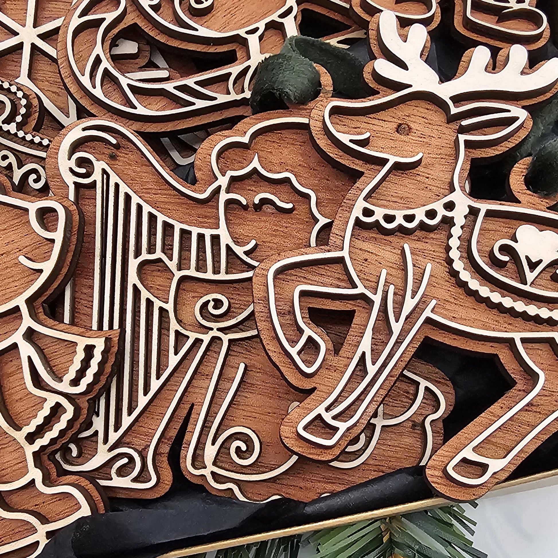 Mahogany & Maple Christmas Ornaments | Personalized Angel, Santa, Penguin, Polar Bear and More | Holiday Gift | Individual or Set