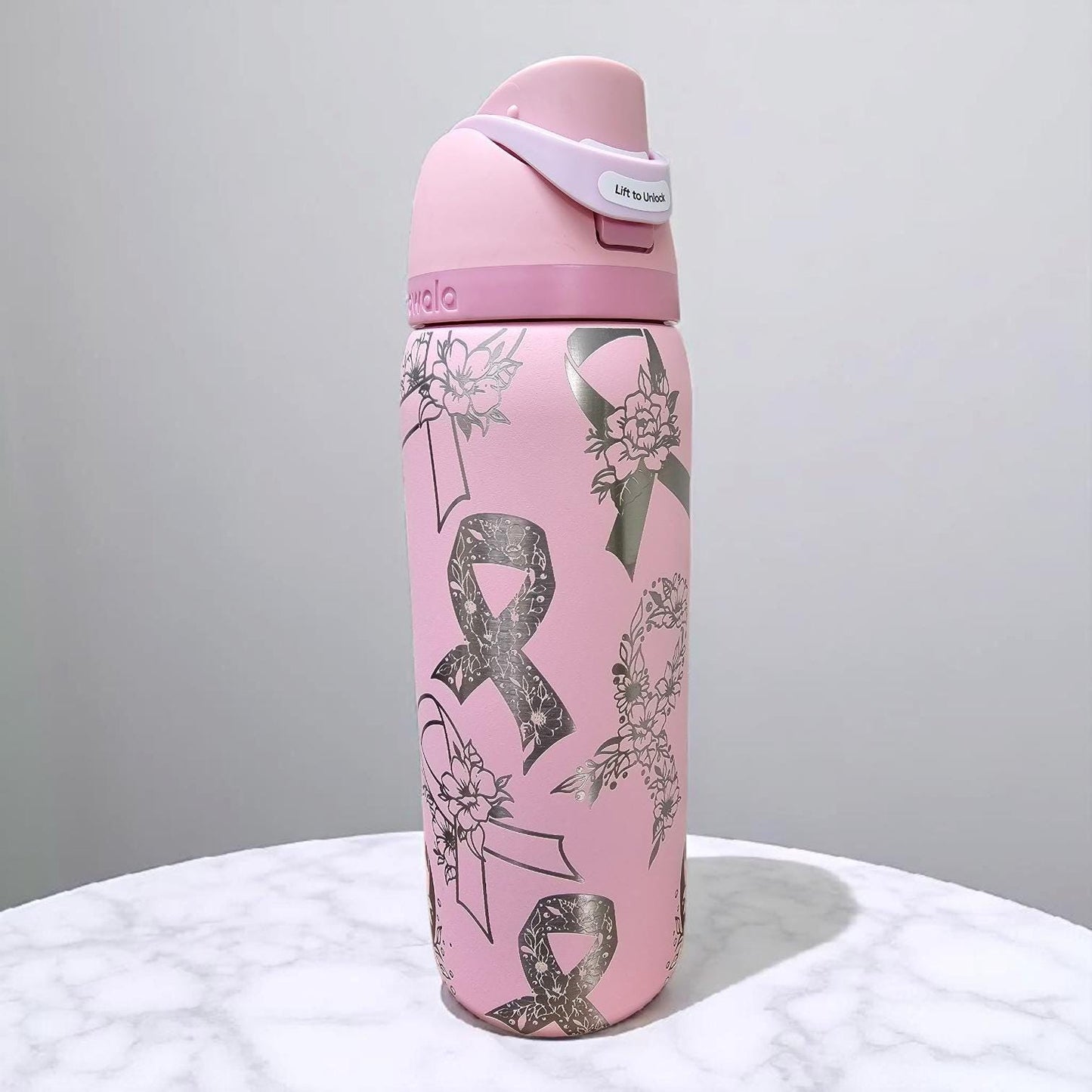 Engraved Cancer Ribbon Owala Tumbler: Survivor Gift