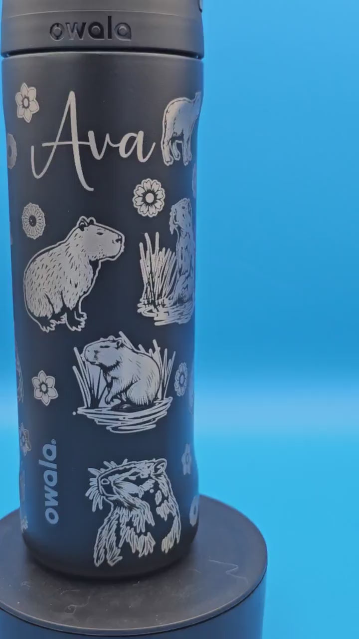Owala Water Bottle with a Capybara Design | Laser Engraved Capybara  | Custom Name | Owala Sway, Freesip or Smooth