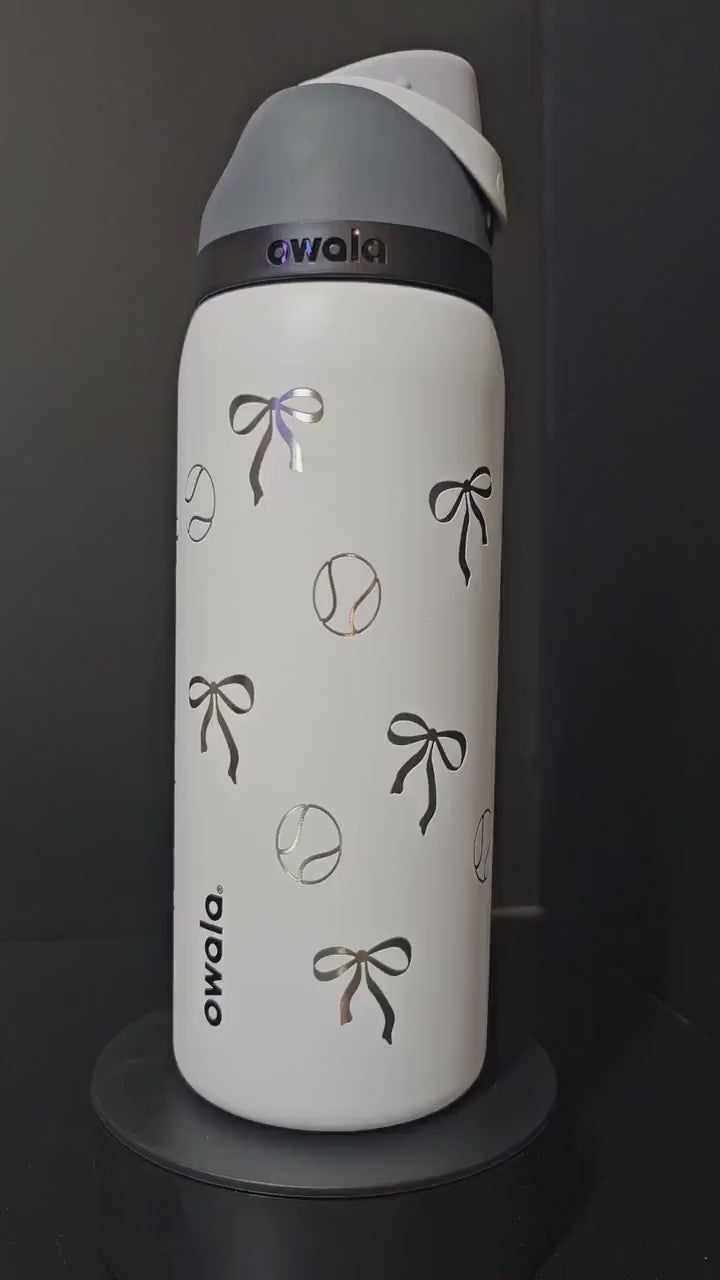 Tennis Bow Owala 24 and 32 oz Bottle | Elegant & Personalized Drinkware