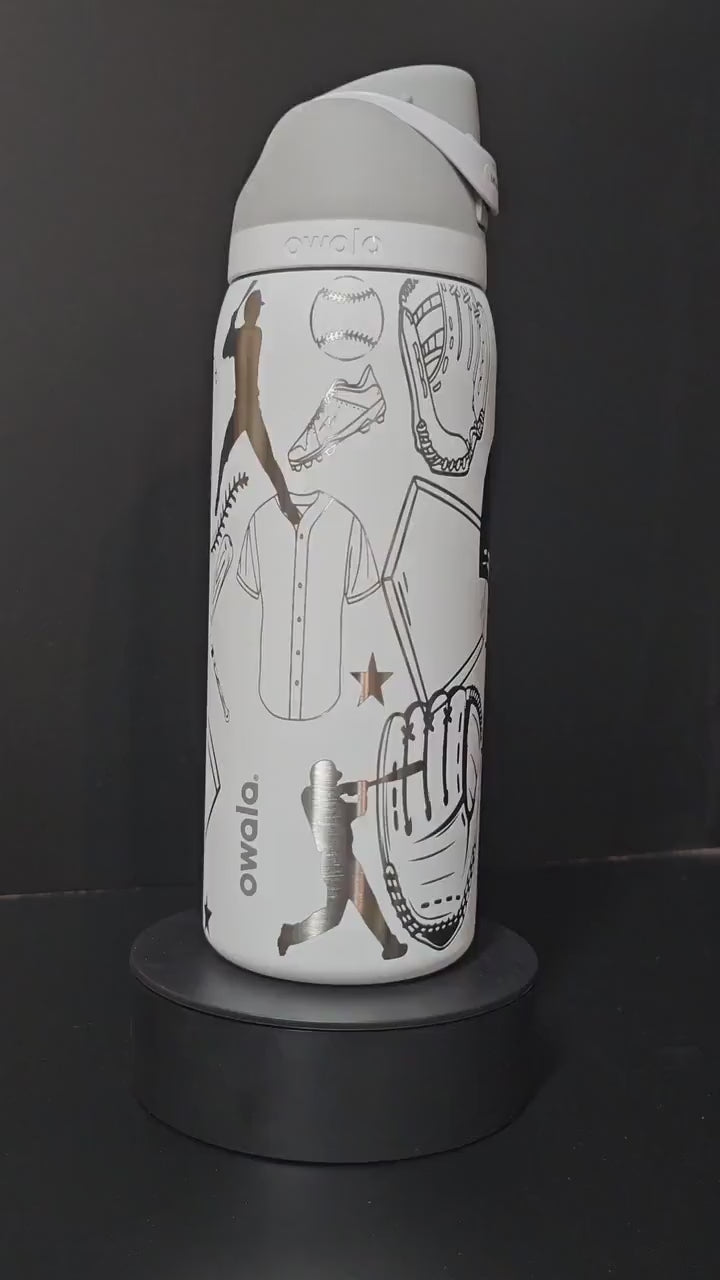 Owala Baseball Theme Drink Bottle, 32, 24 and 16 ounce BPA-Free Bottle, Flip Cap, leak proof Water Bottle, Sports Enthusiast Gift
