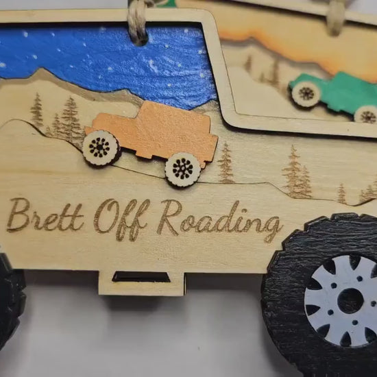 Personalized Off Road Vehicle Ornament, Hand Painted Sunset Stars Design, Christmas Decor