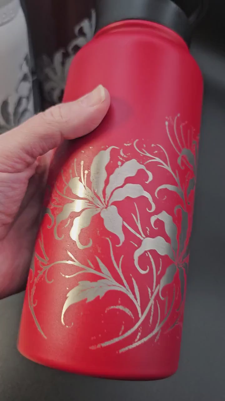 Spider Lily Engraved Tumbler | Elegant Floral Drinkware | Personalized Gift | Laser Engraved Cup