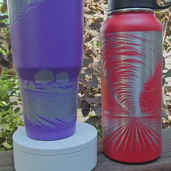 Weather Enthusiast Tumbler - Tornado Engraved Cup for Storm Chasers, 32, 30 or 16 ounce Stainless Steel Hydro Water Bottle