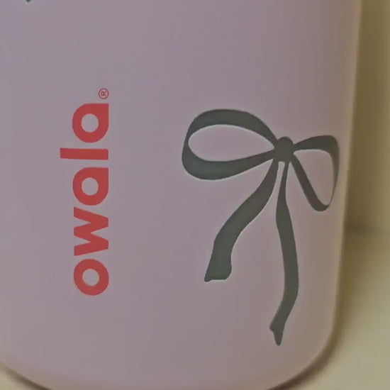 Coquette Engraved Owala 24, 30, 32 and 40 oz Bottle | Silver Bows Design | Elegant & Personalized Drinkware, Freesip and Sway