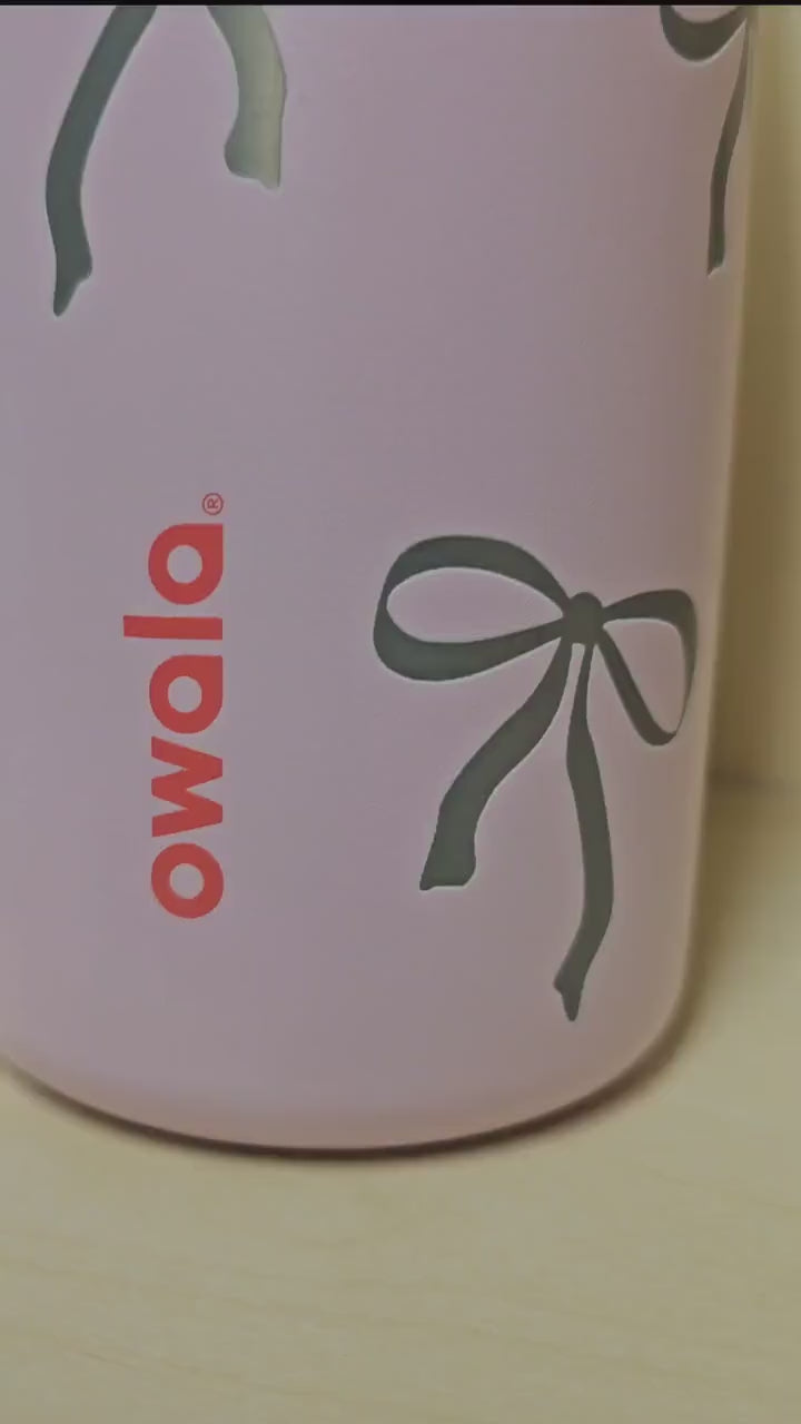 Coquette Engraved Owala 24, 30, 32 and 40 oz Bottle | Silver Bows Design | Elegant & Personalized Drinkware, Freesip and Sway