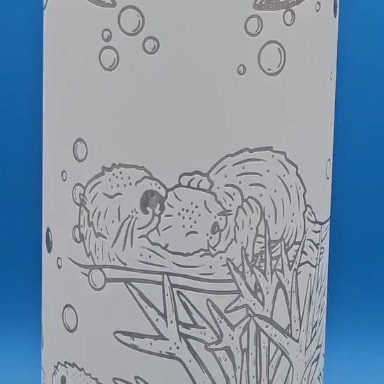 Owala Water Bottle with Turtles & Otters | Laser Engraved Ocean Animals | Custom Name | Eco Gift for Animal Lovers