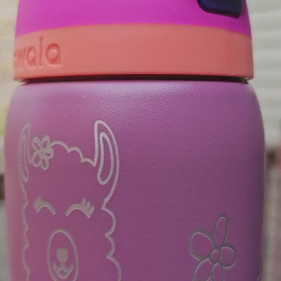 Llama Laser Engraved Owala 24 and 32 oz Bottle | Silver llama Design | fun & Personalized Drinkware
