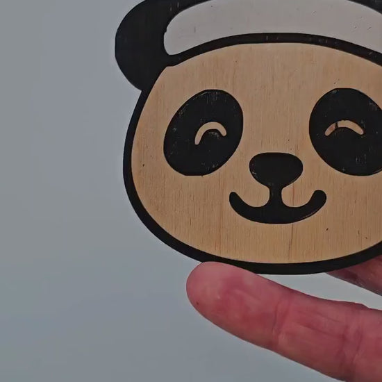 Panda Personalized Christmas Ornament | Wooden Panda with Santa Hat | Custom Name Ornament | Cute Animal Holiday Decor or Gift