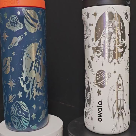 Space-Themed Owala Bottle | Astronaut & Rocket Design | Available in 16oz, 24oz, 32oz | Reusable Water Bottle for Kid and Adults