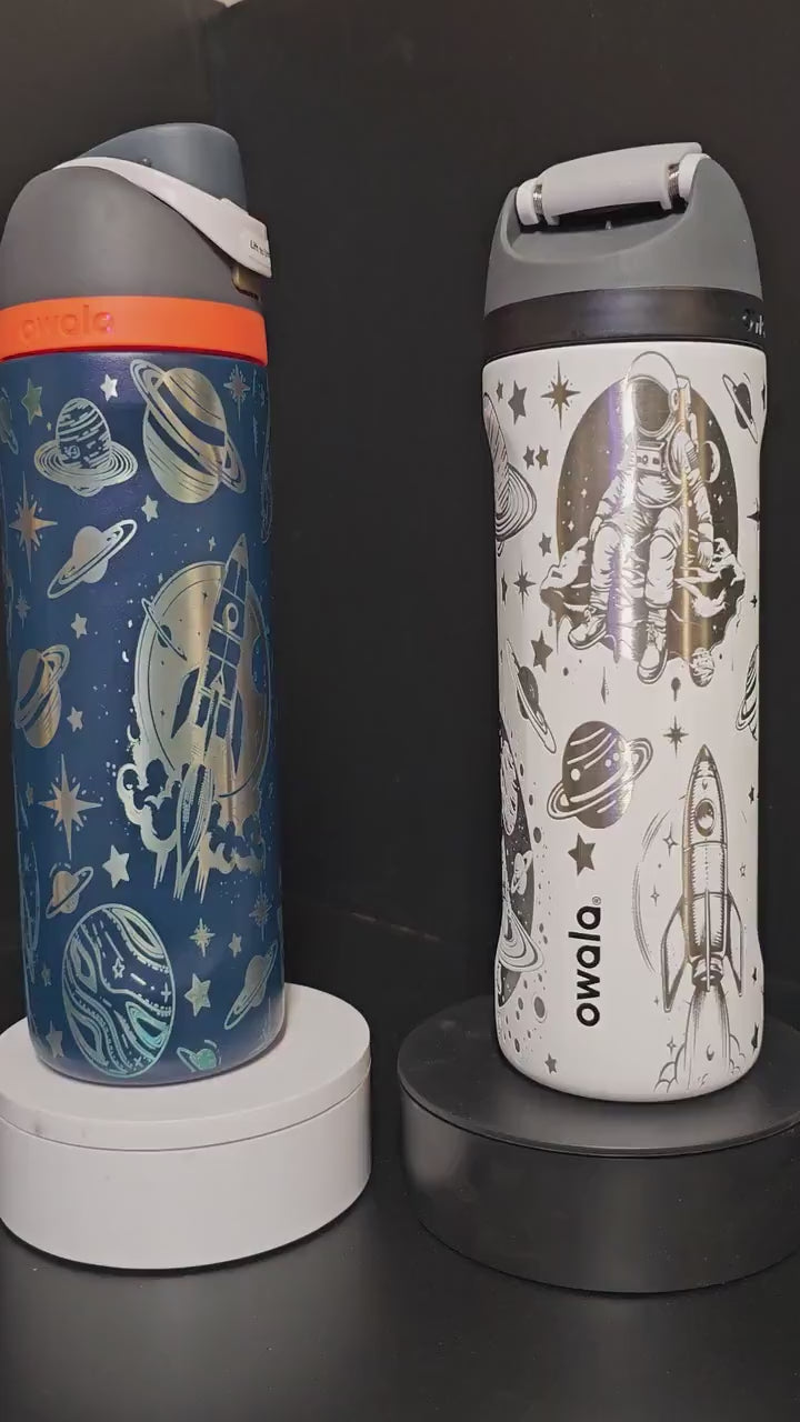 Space-Themed Owala Bottle | Astronaut & Rocket Design | Available in 16oz, 24oz, 32oz | Reusable Water Bottle for Kid and Adults