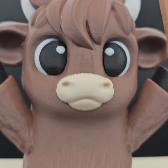 Highland Cow Swing with Custom Text | 3D Printed in various sizes and color | Personalized Gift for Cow Lovers