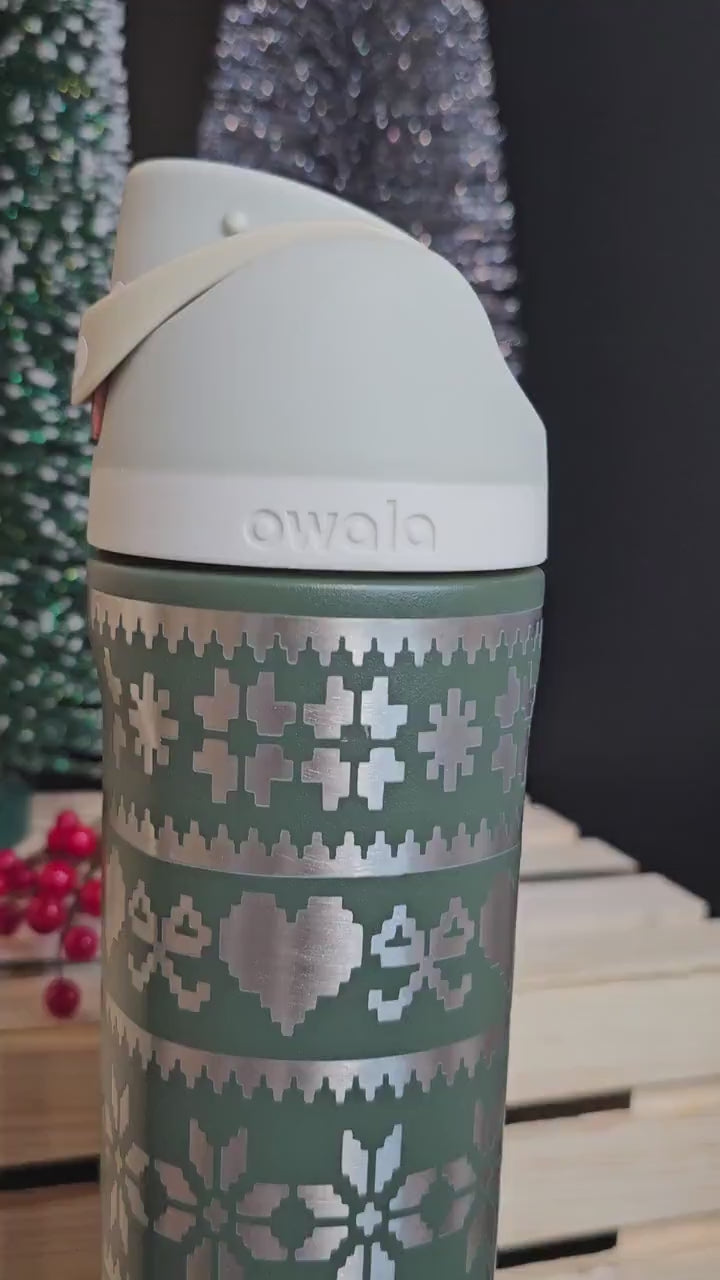 Winter sweater Engraved Owala 24 and 32 oz Bottle | Ugly Christmas Sweater Lover Gift | Elegant & Personalized Drinkware