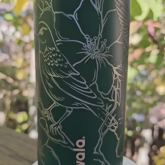 Engraved Owala 24 oz Bottle | Birds & Flowers Design | Personalized Eco-Friendly Drinkware, bird watcher gift,  bird lover