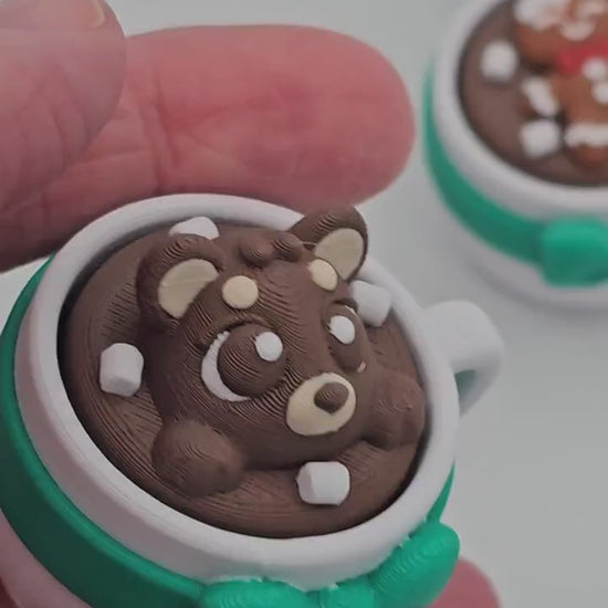 Hot Cocoa Clickers | Bear, Snowman & Gingerbread | Cozy Christmas Keychain Fidget Toy | Stocking Stuffer | Cute Winter Accessory