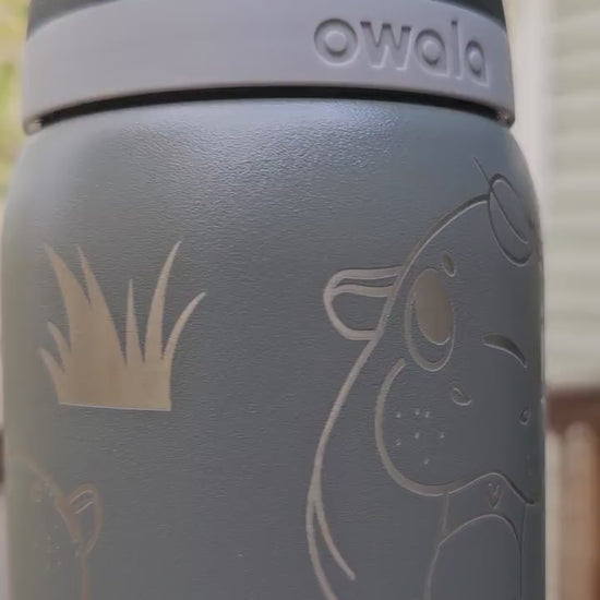Hippo Laser Engraved Owala 24 and 32 oz Bottle | Hippo Design | Fun & Personalized Drinkware