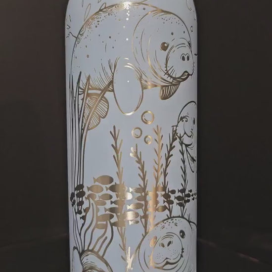 Manatee Engraved Owala 24, 30, 32 and 40 oz Bottle | Elegant & Personalized Drinkware | Freesip and Sway, Hydration Gift for Ocean Lovers