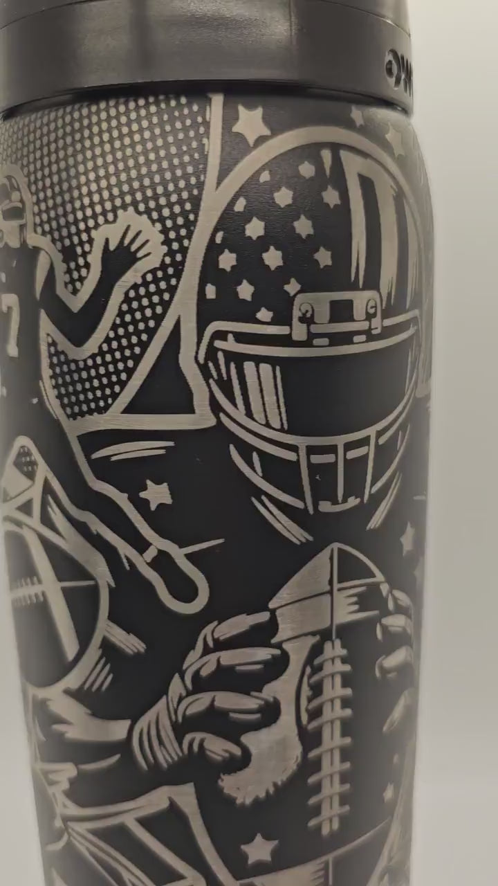 Owala Football Theme Drink Bottle, 40, 32, 30, 24 and 16 ounce BPA-Free Bottle, Flip Cap, leak proof Water Bottle, Sports Enthusiast Gift