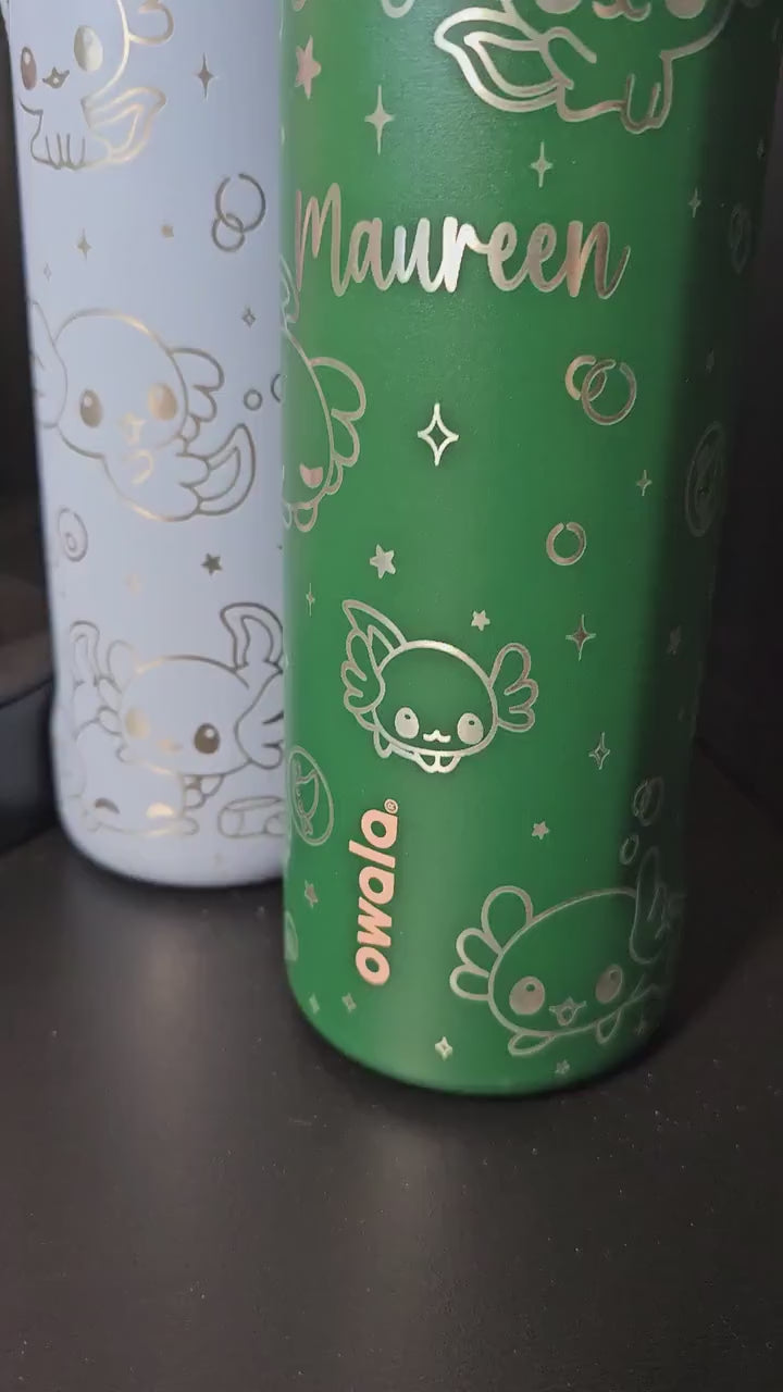 Axolotl Owala 20, 24, 30, 32 and 40 oz Bottle | Custom Engraved Owala free sip, sway and Smooth sip bottles