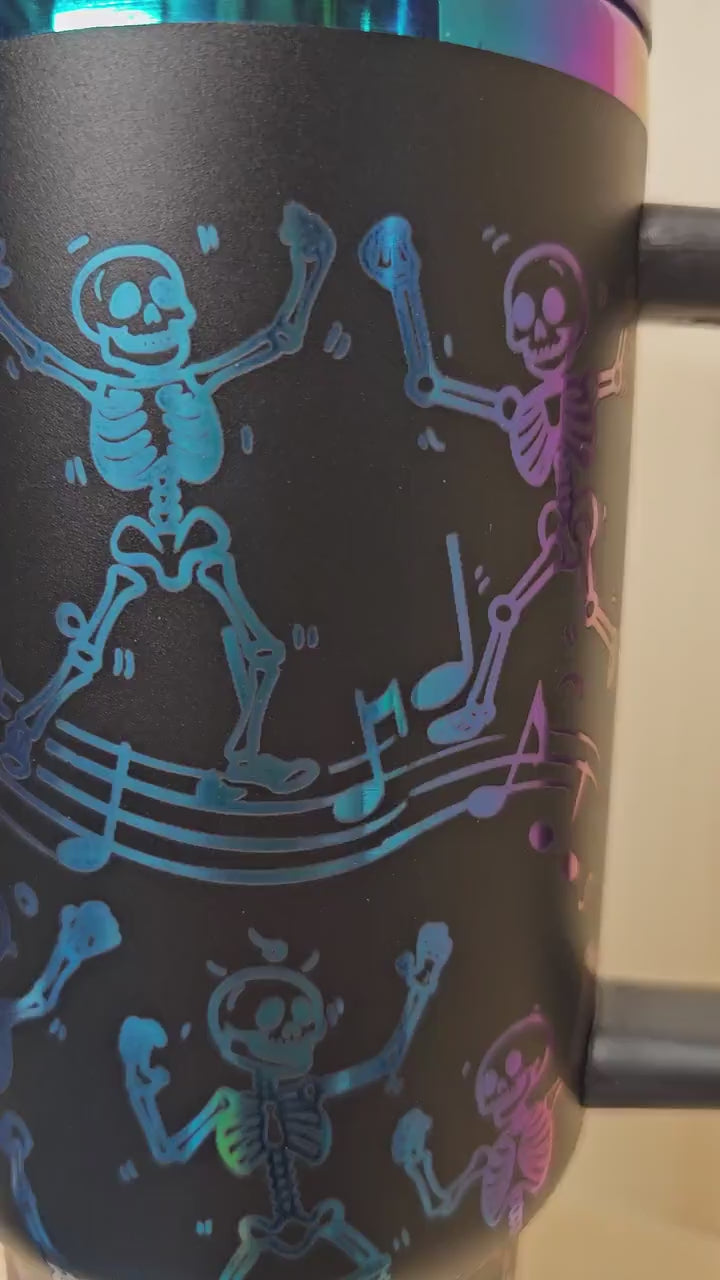 Dancing Skeleton Halloween 40 oz Bottle, Spooky Water Bottle, Skeleton Party Favor, Halloween Drinkware Gift